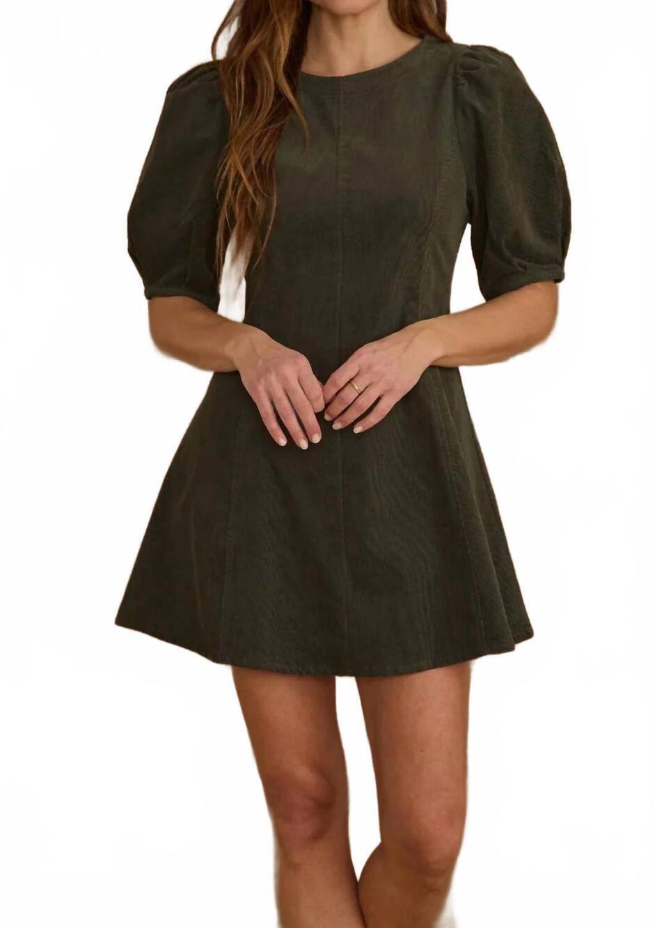 NEW RYLEE + CRU levi mini dress in evergreen